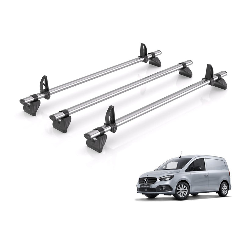 Mercedes Citan (2022-) - 3 Rhino Kammbar Fleet Roof Bars (Steel)