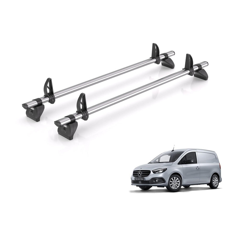 Mercedes Citan (2022-) - 2 Rhino Kammbar Fleet Roof Bars (Steel)
