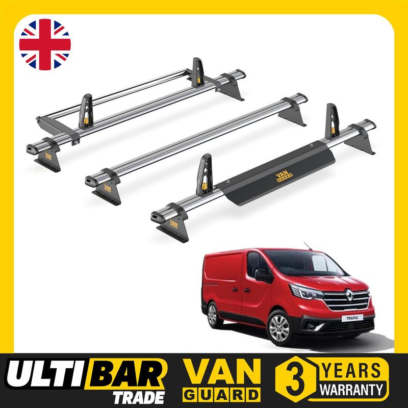 Renault Trafic Roof Rack (2014+) [Tailgate Door] 3 Bars & Roller Van Guard Trade