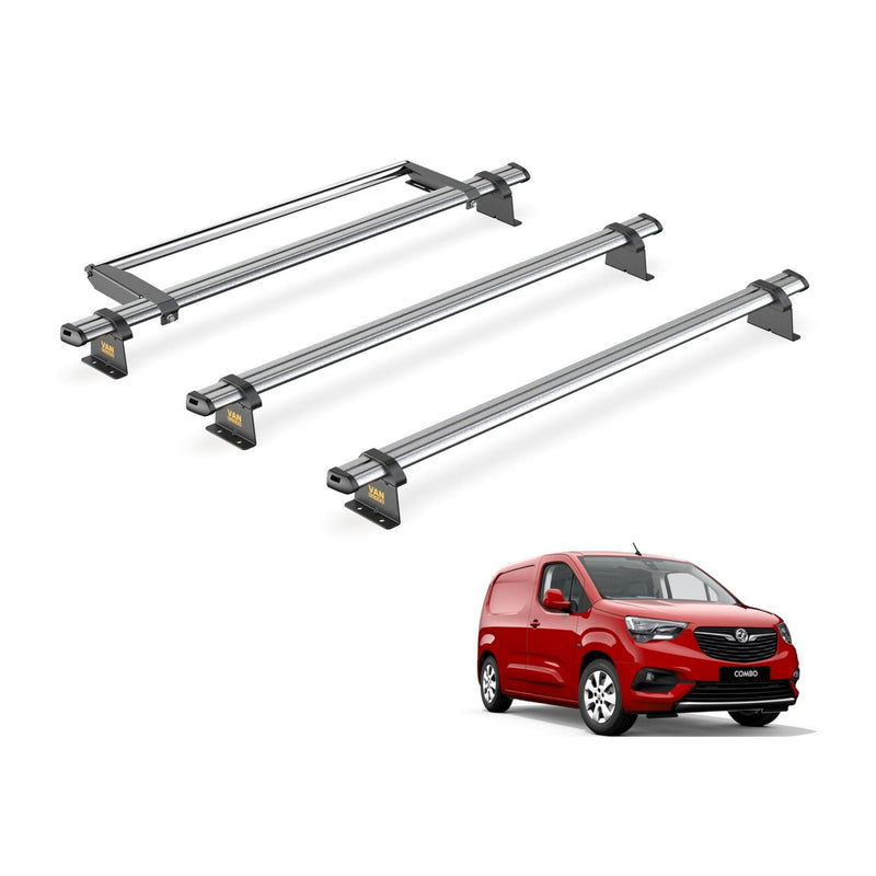 Vauxhall Combo (2018-) - 3 Van Guard Ultibar Trade Roof Bars + Roller