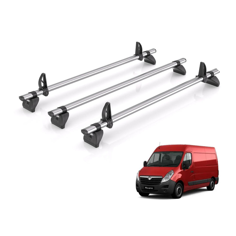 Vauxhall Movano (2010-2021) - 3 Rhino Kammbar Fleet Roof Bars (Steel)