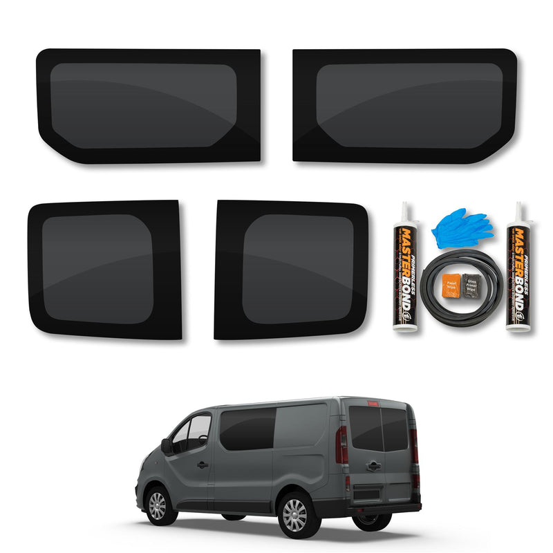 Vauxhall Vivaro (2014-2019) Fixed Side and Rear Door Window Privacy Camper Glass Full Kit with Fitting Kit