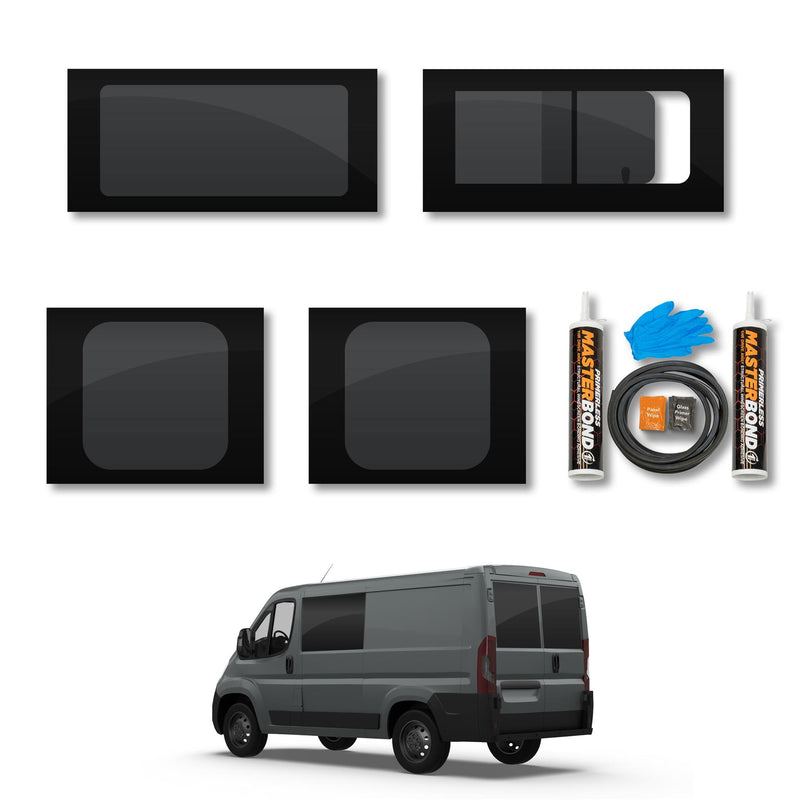 Citroen Relay (2006-) Driver Opening Passenger Fixed Side and Rear Door Window Privacy Camper Glass Full Kit with Fitting Kit
