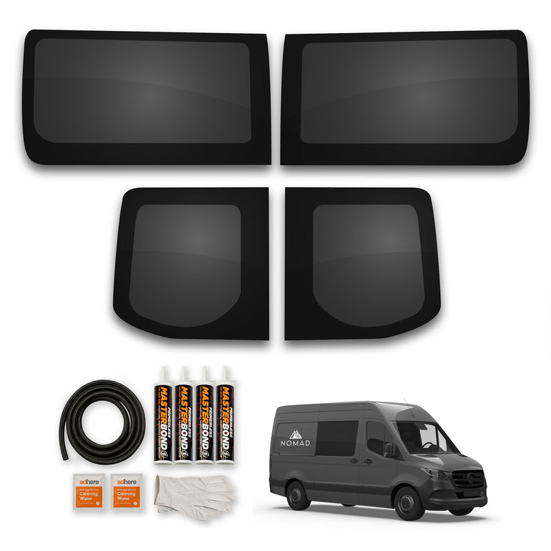 Mercedes Sprinter (2018-) Fixed Side and Rear Door Window Privacy Camper Glass with Fitting Kit