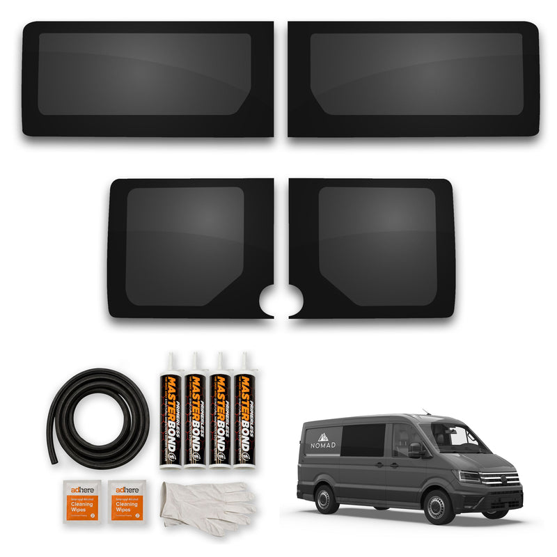 VW Crafter (2017-) Fixed Side and Rear Door Window Privacy Camper Glass with Fitting Kit