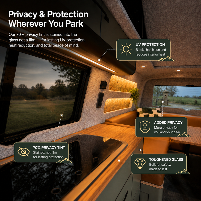 Mercedes Sprinter (2006-) Passenger Side Fixed Window Privacy Camper Glass