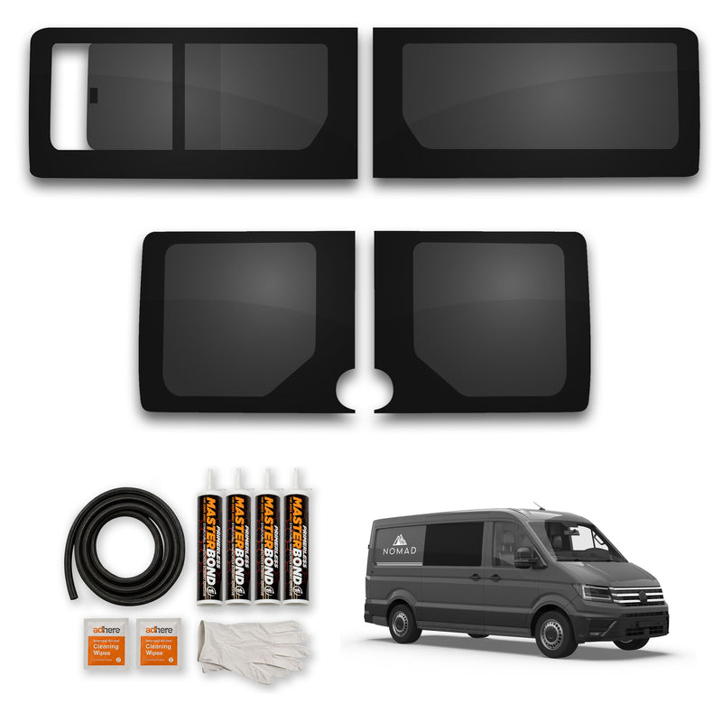 VW Crafter (2017-) Driver Fixed Passenger Opening Side and Rear Door Window Privacy Camper Glass with Fitting Kit