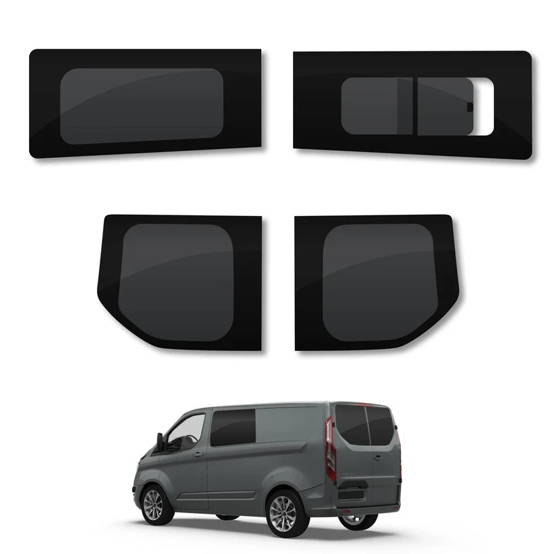Ford Transit Custom (2013-2023) Driver Opening Passenger Fixed Side and Rear Door Window Privacy Camper Glass