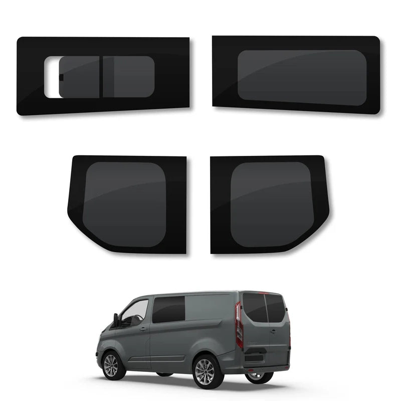 Ford Transit Custom (2013-2023) Driver Fixed Passenger Opening Side and Rear Door Window Privacy Camper Glass