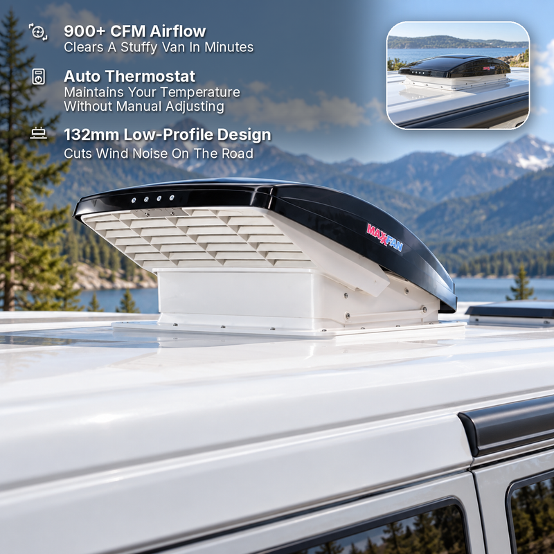 MaxxFan Deluxe Roof Fan With Remote - Smoke (350 x 350mm)