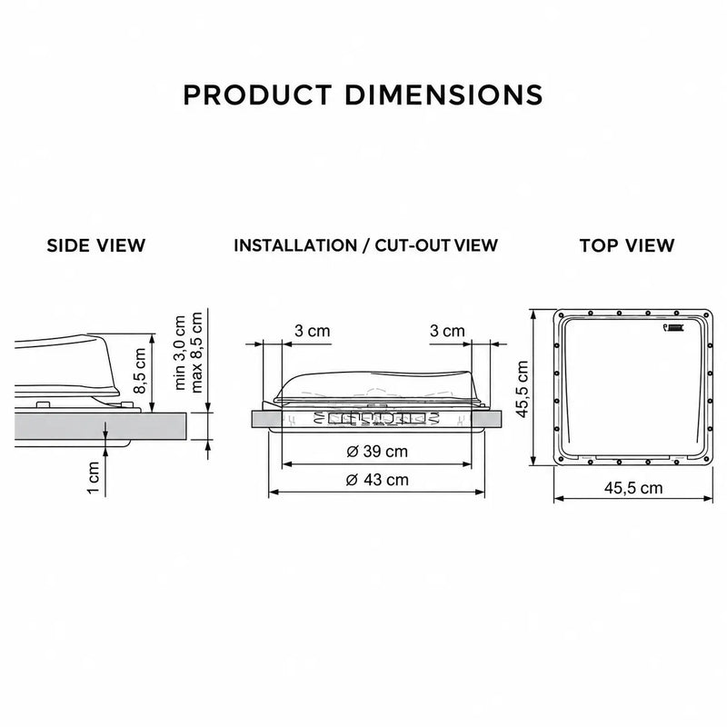 Fiamma Vent Roof Light - Crystal (400 x 400mm)