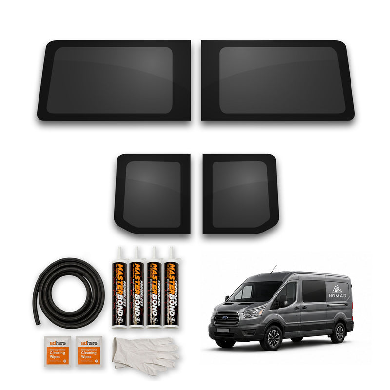 Ford Transit (2014-) Fixed Side and Rear Door Window Privacy Camper Glass with Fitting Kit