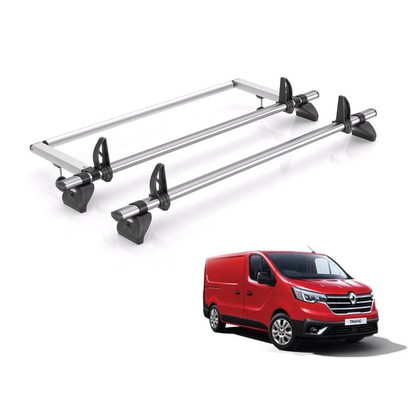 Vauxhall Vivaro (2014-2019) - 2 Rhino Kammbar Fleet Roof Bars + Roller (Steel)