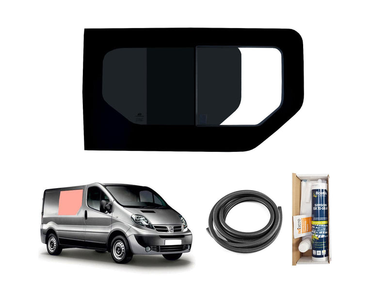 Nissan Primastar (2001-2014) Driver Side Opening Window Privacy Camper Glass with Fitting Kit