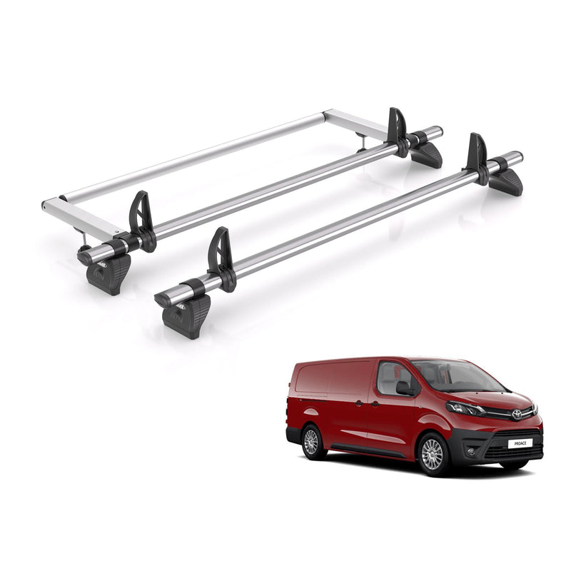 Toyota ProAce (2016-2024) - 2 Rhino Kammbar Fleet Roof Bars + Roller (Steel)
