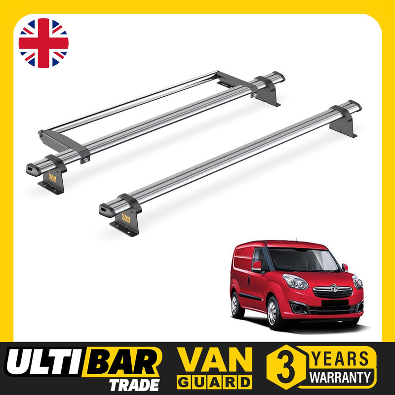Vauxhall Combo (2012-2018) - 2 Van Guard Ultibar Trade Roof Bars + Roller