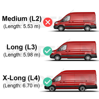 Ford Transit (2013-2024) - 4 Rhino Kammbar Black Roof Bars (Aluminium)