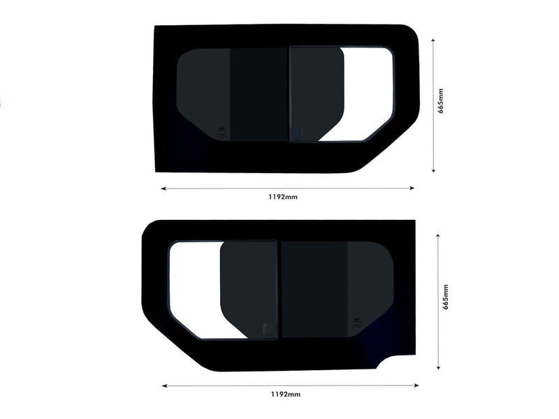Nissan Primastar (2001-2014) Driver and Passenger Side Opening Window Privacy Camper Glass with Fitting Kit