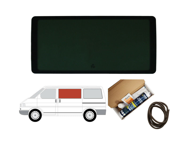 VW Transporter (1990-2003) Passenger Side Fixed Window Privacy Camper Glass with Fitting Kit