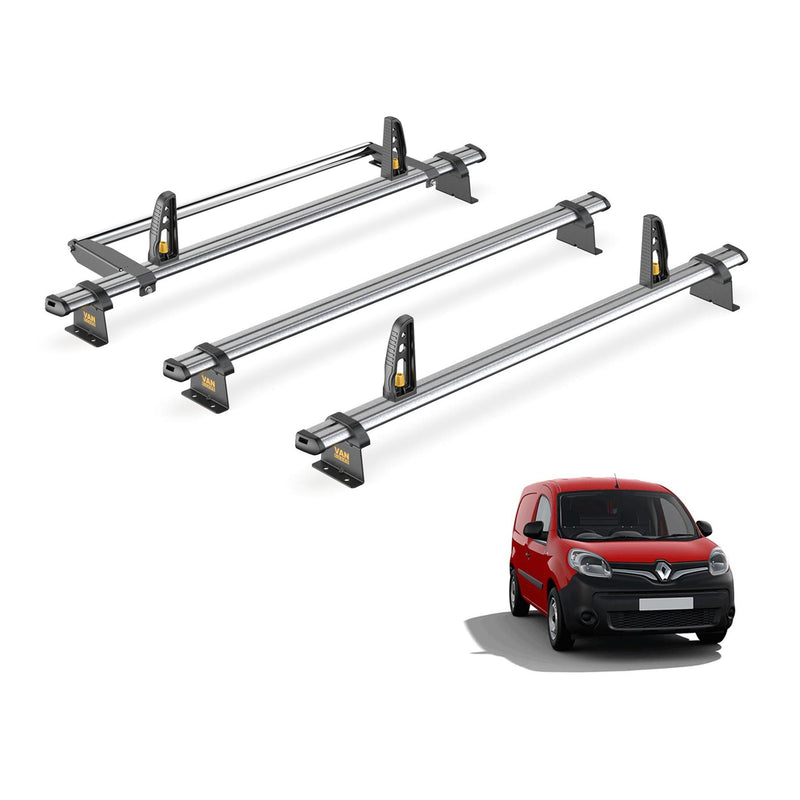 Renault Kangoo Roof Rack (2008-2020) 3x Bars & Roller Van Guard Ultibar Trade