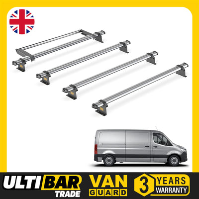 Mercedes Sprinter (2018-) - 4 Van Guard Ultibar Trade Roof Bars + Roller