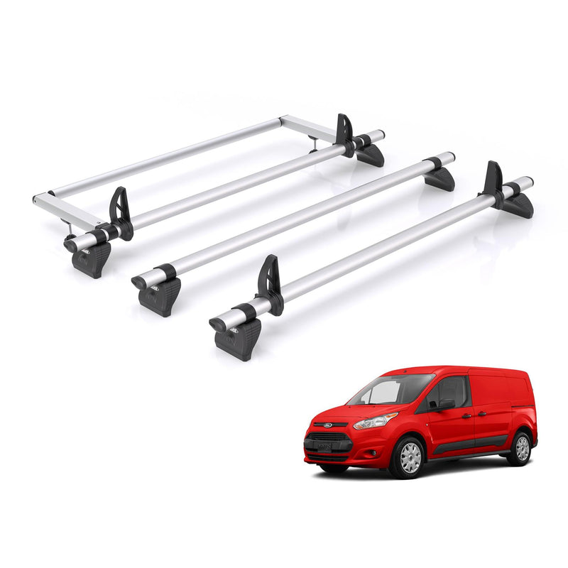 Ford Transit (2013-2024) Connect - 3 Rhino Kammbar Pro Roof Bars + Roller (Aluminium)