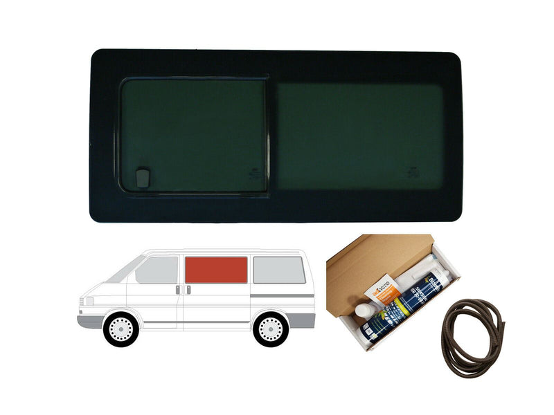 VW Transporter (1990-2003) Passenger Side Opening Window Privacy Camper Glass with Fitting Kit
