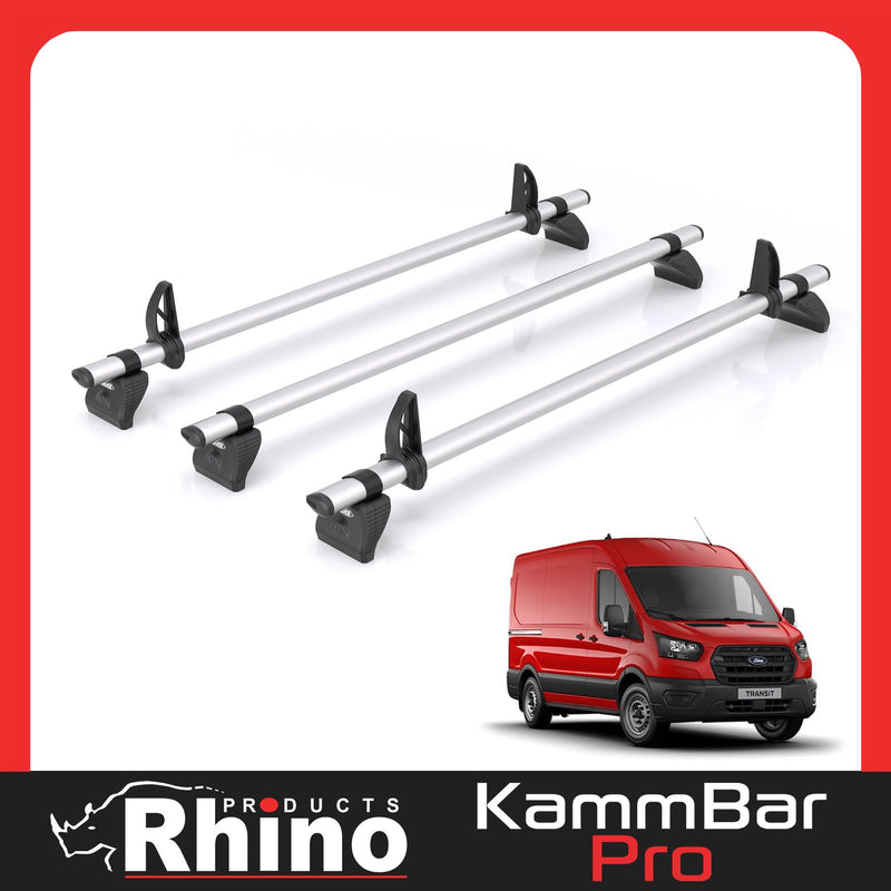 Ford Transit (2013-2024) - 3 Rhino Kammbar Pro Roof Bars (Aluminium)