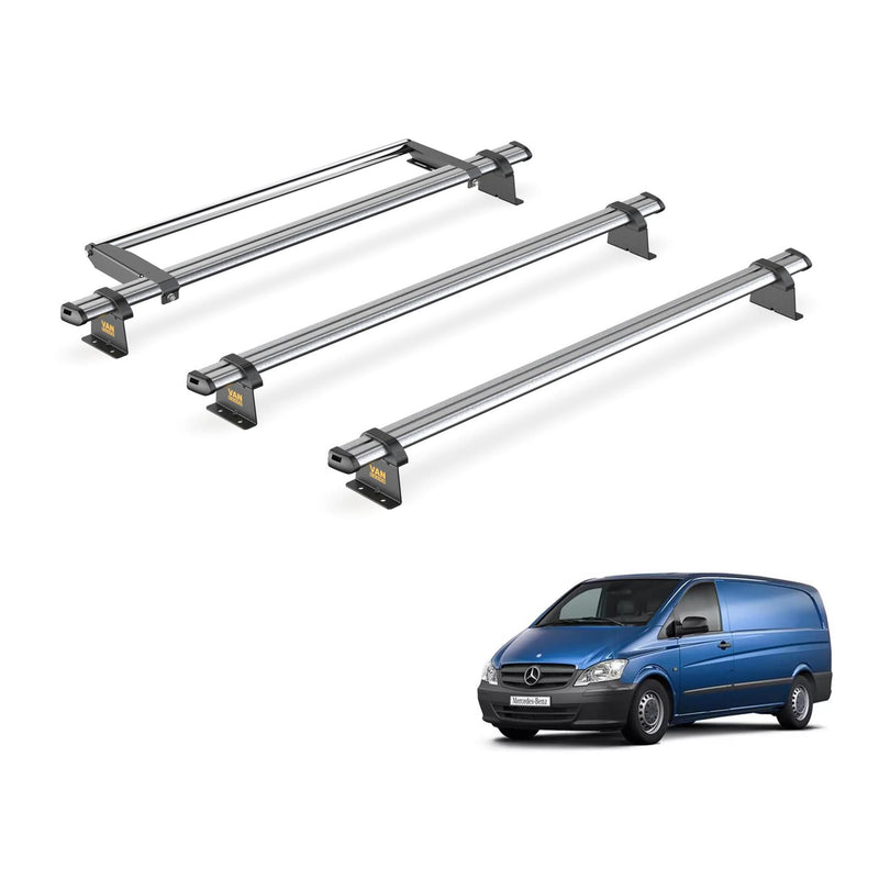 Mercedes Vito (2003-2014) - 3 Van Guard Ultibar Trade Roof Bars + Roller