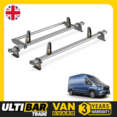 Maxus Deliver 9 Roof Rack for 2020+ 2x Roof Bars, Roller, Loadstops - Van Guard