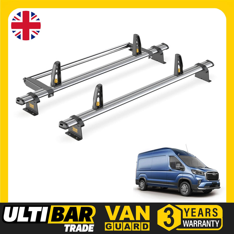 Maxus Deliver 9 Roof Rack for 2020+ 2x Roof Bars, Roller, Loadstops - Van Guard