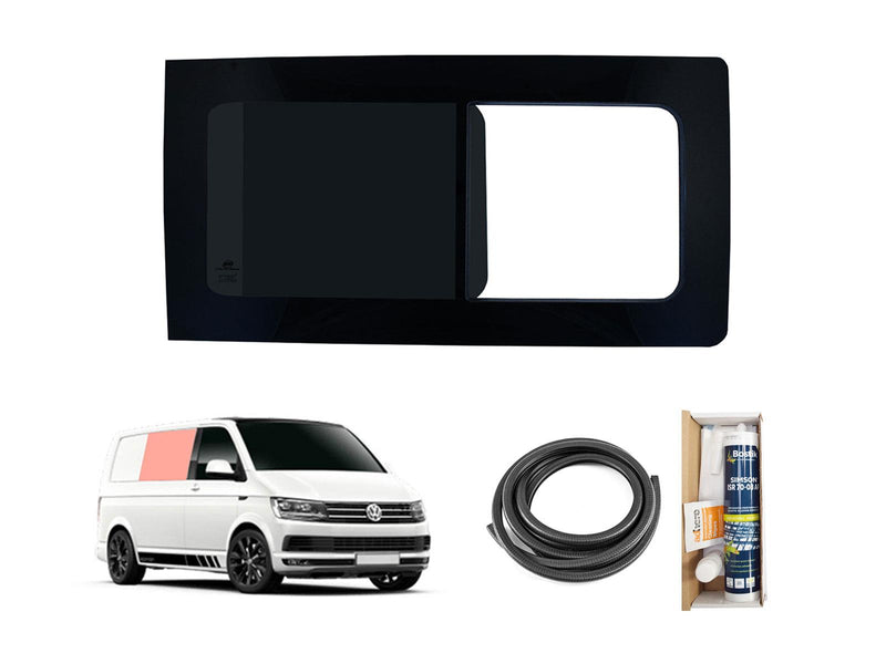 VW Transporter T6 (2015-2022) Driver Side Opening Window Privacy Camper Glass with Fitting Kit