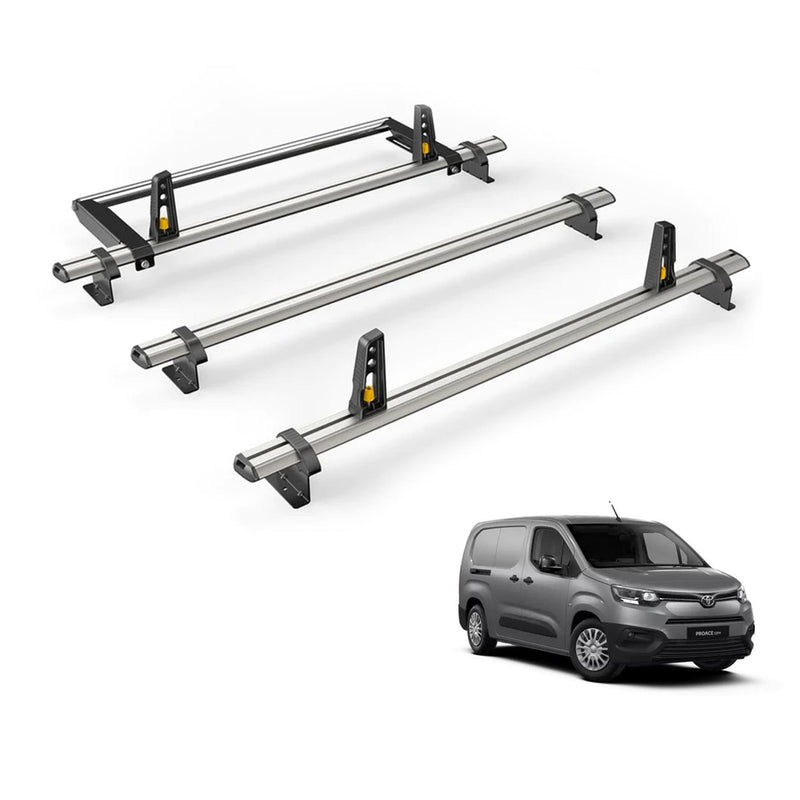 Toyota ProAce City Roof Rack for 2020+ [H2 Roof] 3 Bars & Roller Van Guard Plus