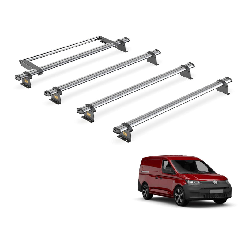 VW Caddy Roof Rack for 2020+ 4x Roof Bars & Roller - Van Guard Trade