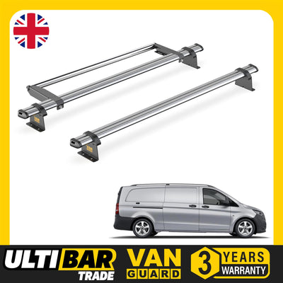 Mercedes Vito (2014-) - 2 Van Guard Ultibar Trade Roof Bars + Roller