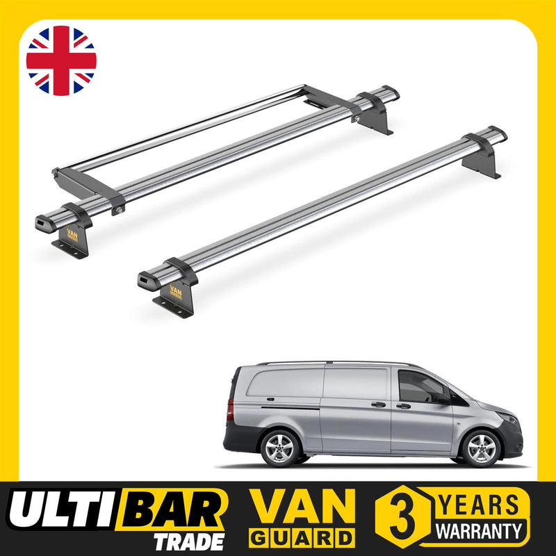 Mercedes Vito (2014-) - 2 Van Guard Ultibar Trade Roof Bars + Roller