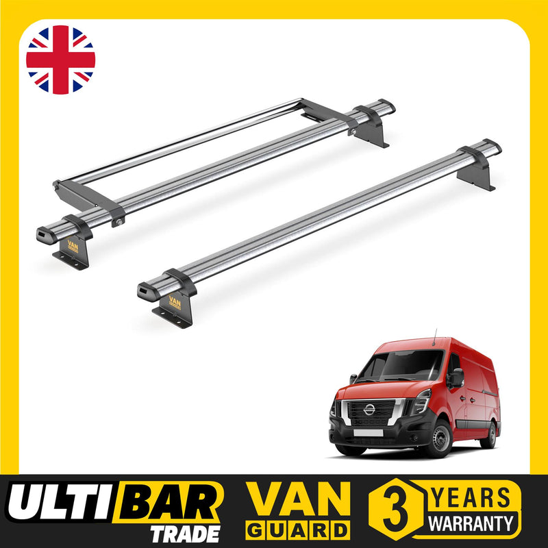 Nissan Interstar Roof Rack for 2022+ [H1/H2] 2x Bars & Roller  - Van Guard Trade