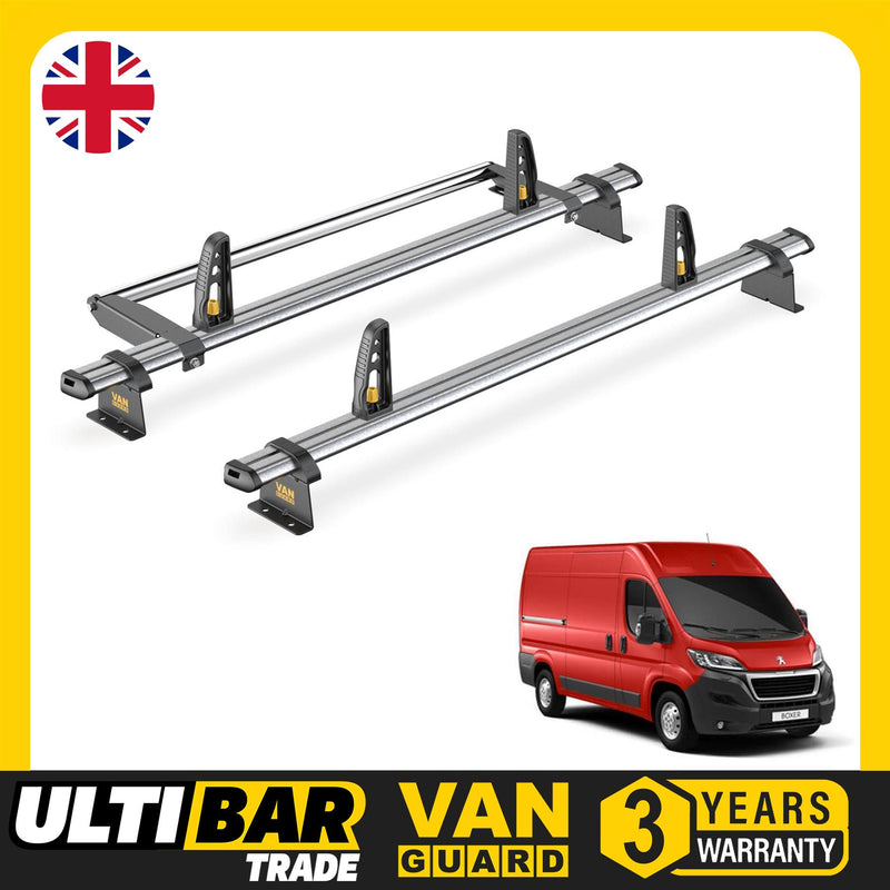 Peugeot Boxer Roof Rack for 2006+ H1/H2 2x Bars & Roller Van Guard Ulti Trade