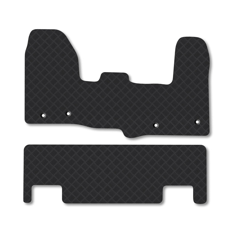 Ford Transit Custom 2018-2024 3mm Rubber Floor Mats [DCIV double passenger seats, twin sliding doors and automatic gearbox]