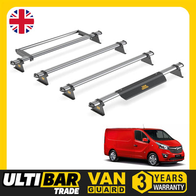 Vauxhall Vivaro (2014-2019) - 4 Van Guard Ultibar Trade Roof Bars + Roller