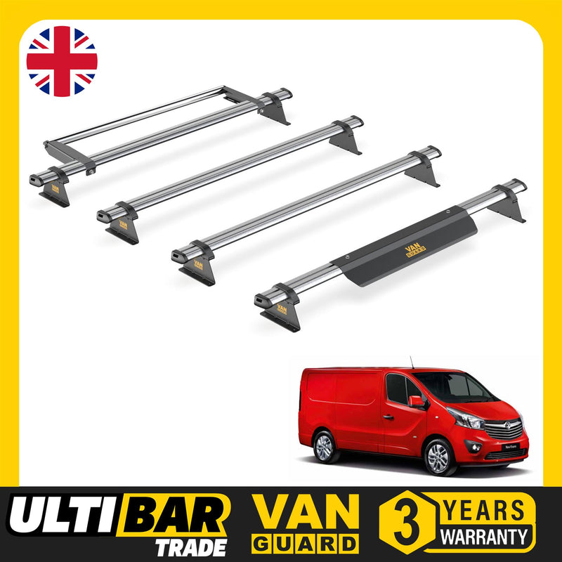 Vauxhall Vivaro (2014-2019) - 4 Van Guard Ultibar Trade Roof Bars + Roller