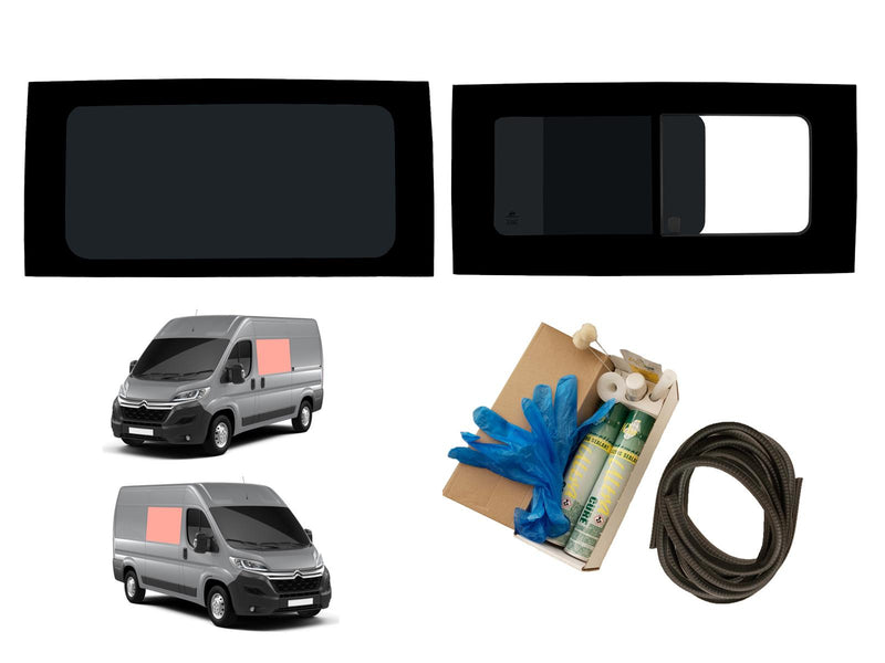 Citroen Relay (2006-) - Left Fixed Right Opening Dark Tint Windows & Fitting Kit