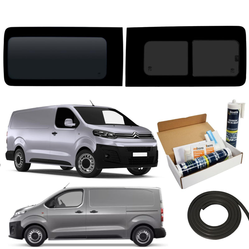 Citroen Dispatch (2016-) Driver Opening Passenger Fixed Side Windows Privacy Camper Glass with Fitting Kit