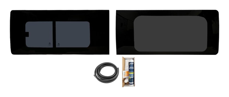 Ford Transit Custom (2023-) Driver Fixed Passenger Opening Side and Rear Door Window Privacy Camper Glass Full Kit with Fitting Kit