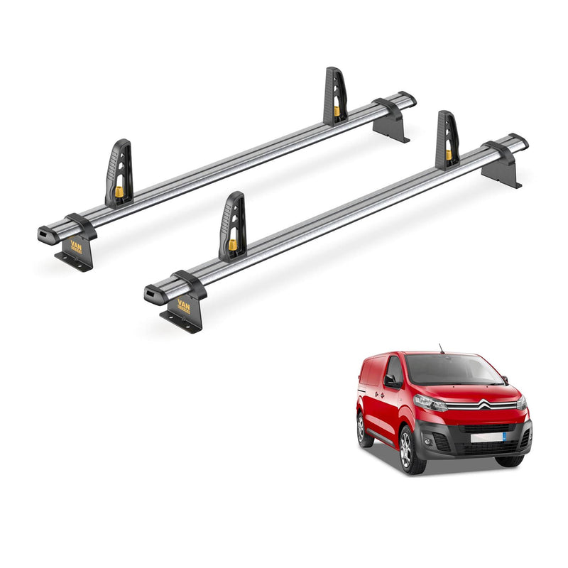 Peugeot Expert Roof Rack (2016+ Compact) 2 Roof Bars & Loadstops Van Guard Trade