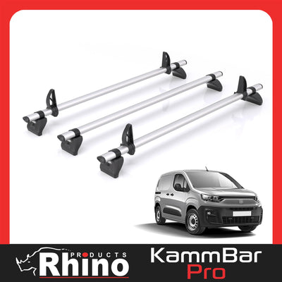Fiat Doblo (2022-) - 3 Rhino Kammbar Pro Roof Bars (Aluminium)
