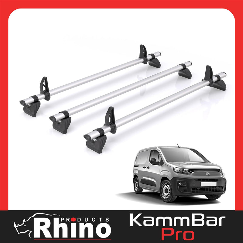 Fiat Doblo (2022-) - 3 Rhino Kammbar Pro Roof Bars (Aluminium)