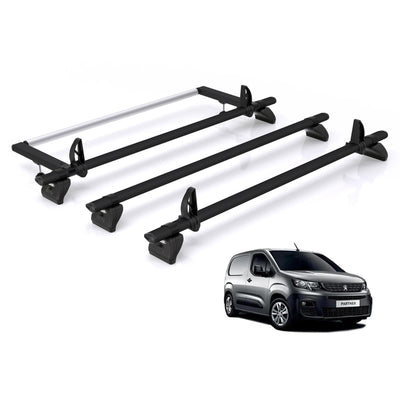 Peugeot Partner (2018 onwards) - Rhino Kammbar Black Roof Bars