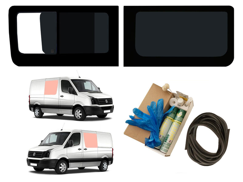 VW Crafter (2006-2017) Driver Fixed Passenger Opening Side Windows Privacy Camper Glass with Fitting Kit