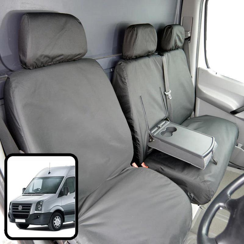 VW Crafter (2012-2017) - Tailored Front Row Pass. Armrest Seat Covers in Black (1+2)